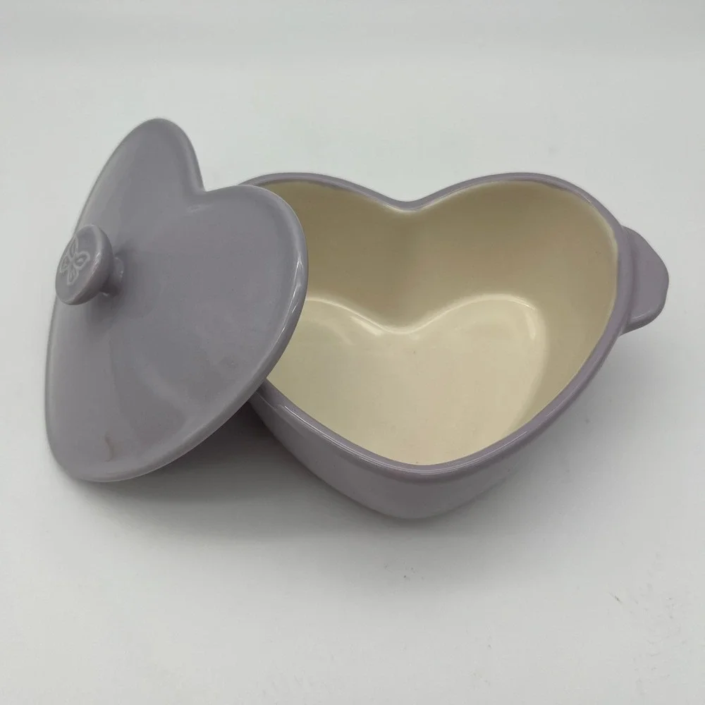 The Pioneer Woman Ramekin Purple Heart Stoneware Butterfly Lid 3518 DMT